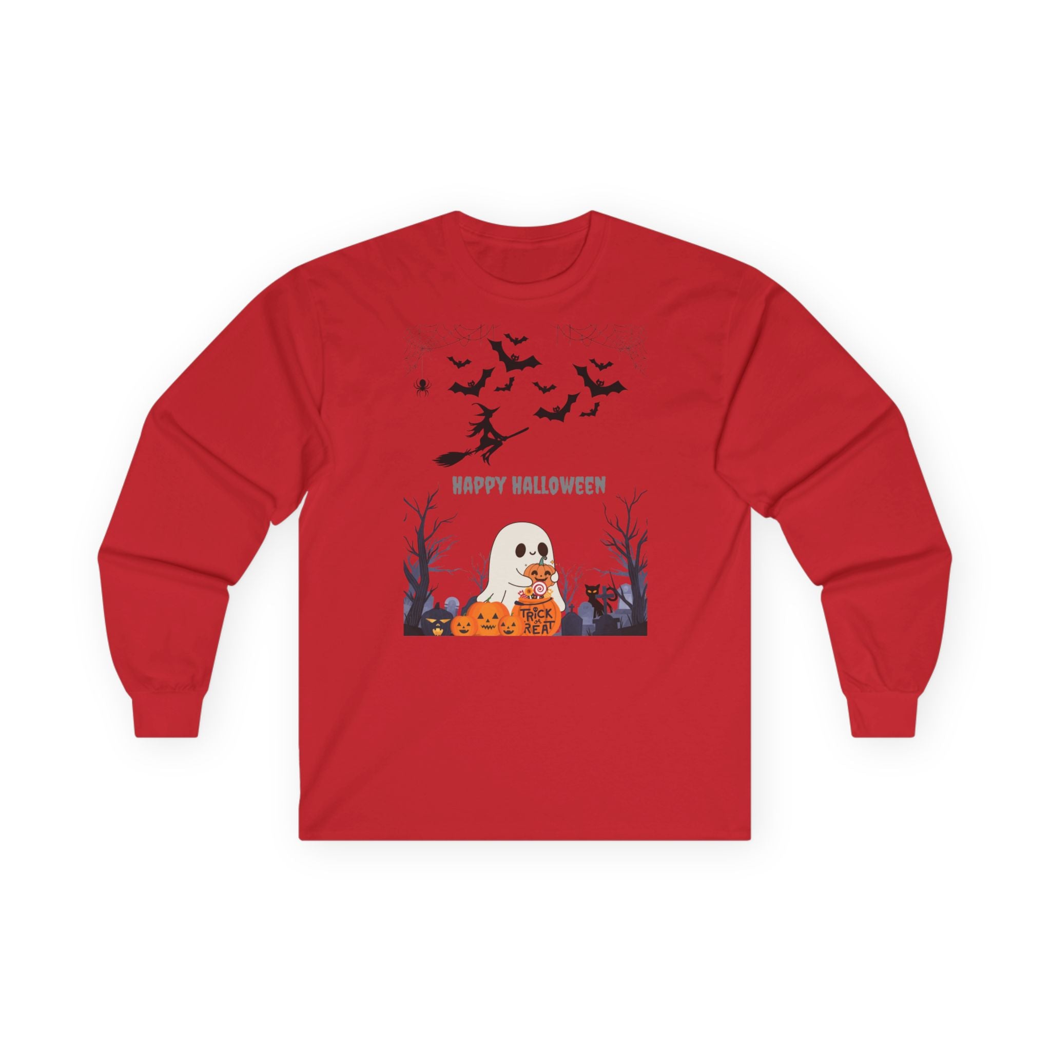 Halloween Long Sleeve Tee, Spooky Shirt, Fall Fashion, Ghost Tee, Pumpkin T-Shirt, Unisex Halloween Apparel