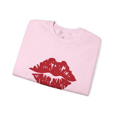 Romantic Lip Print Crewneck Sweatshirt | Perfect Gift for Her | Cozy Casual Wear, Valentine's Day, Birthday, Self-Care