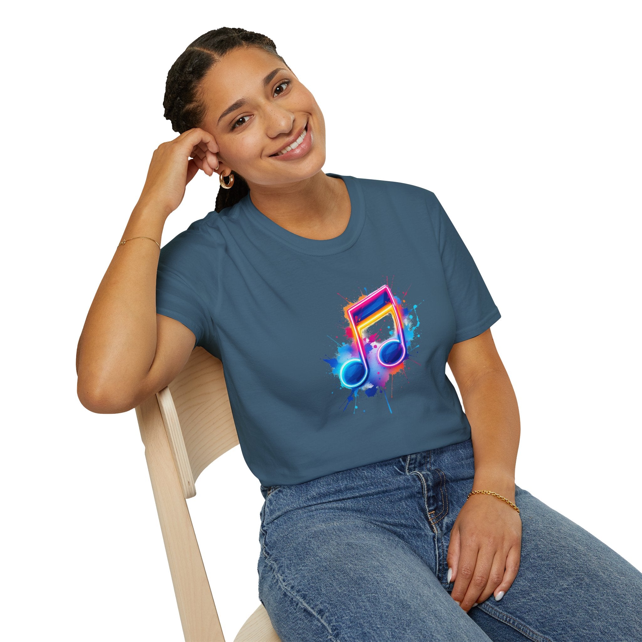 Musical Splash Unisex Softstyle T-Shirt | Gift for Music Lovers, Vibrant Art Tee, Trendy Music Shirt, Birthday Gift, Concert Wear