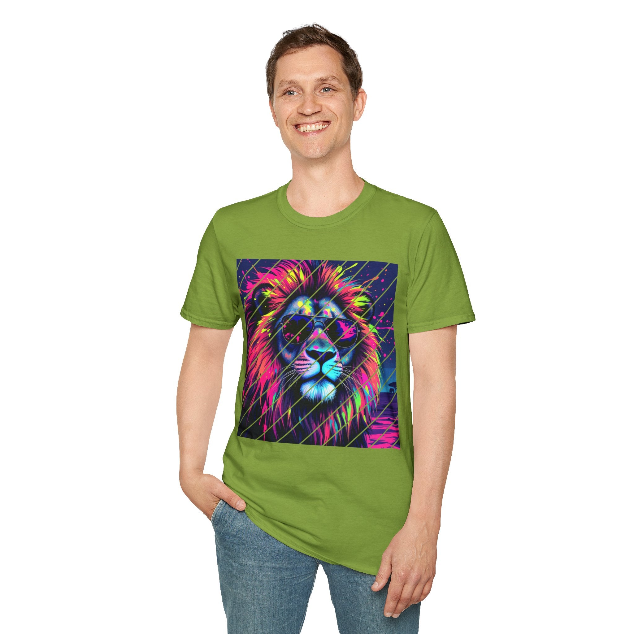 Vibrant Lion Graphic T-Shirt, Colorful Unisex Tee, Gift for Animal Lovers, Trendy Casual Wear, Perfect for Birthdays and Celebrations
