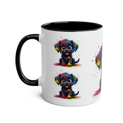Colorful Puppy Two-Tone Coffee Mug | Cute Dog Lover Gift | Pet-Themed Kitchenware | Birthday Mug | Vibrant Print