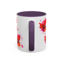 Vibrant Floral Accent Coffee Mug - Colorful Poppy Design - 11 & 15oz