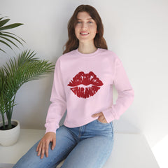 Romantic Lip Print Crewneck Sweatshirt | Perfect Gift for Her | Cozy Casual Wear, Valentine's Day, Birthday, Self-Care