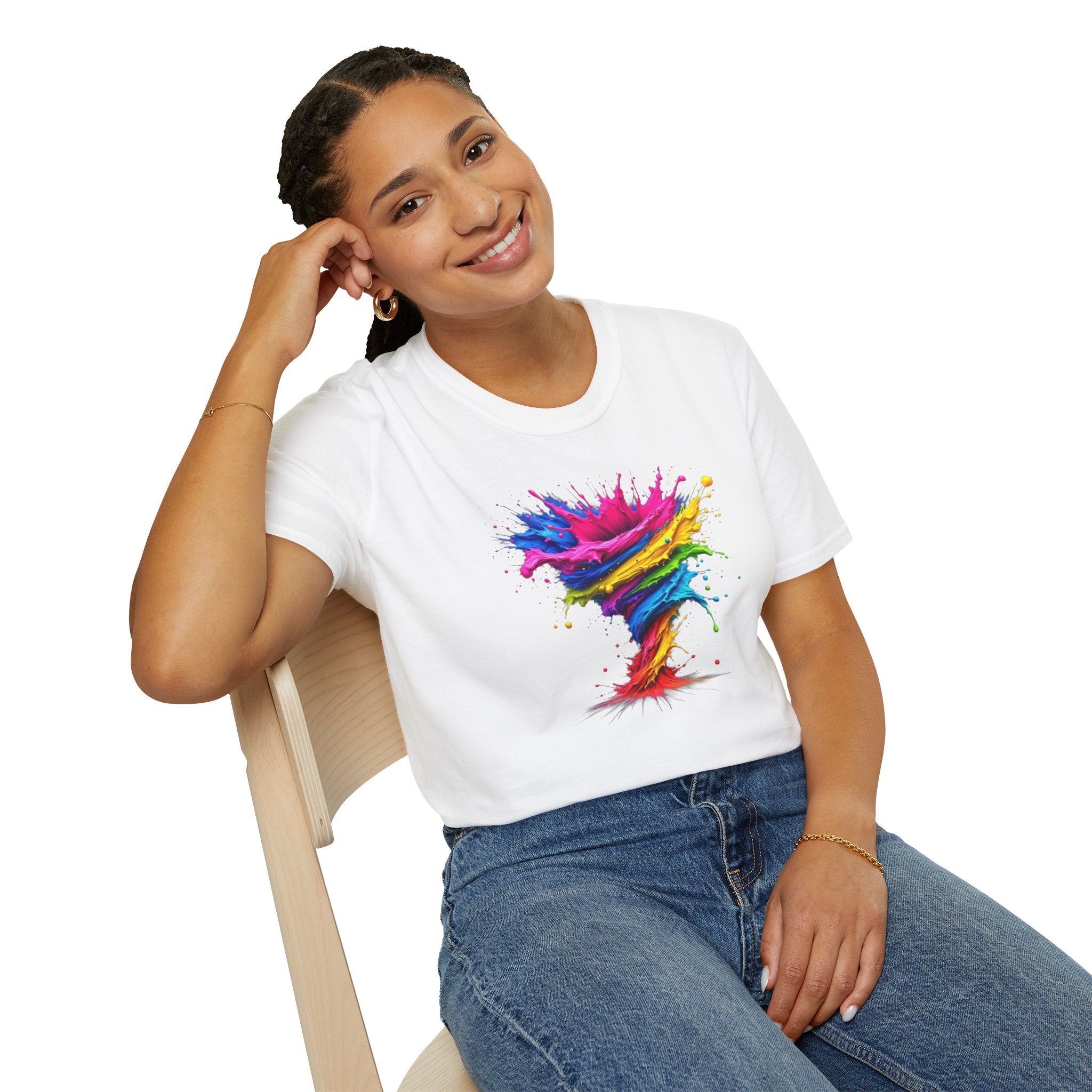 Vibrant Splash Art Tee, Colorful Unisex T-Shirt, Fun Graphic Tee, Summer Festival Top, Gift for Art Lovers, Casual Everyday Wear