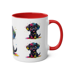 Colorful Puppy Two-Tone Coffee Mug | Cute Dog Lover Gift | Pet-Themed Kitchenware | Birthday Mug | Vibrant Print