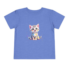 Cute Cat Toddler Tee - Whimsical Graphic Short Sleeve Shirt for Kids