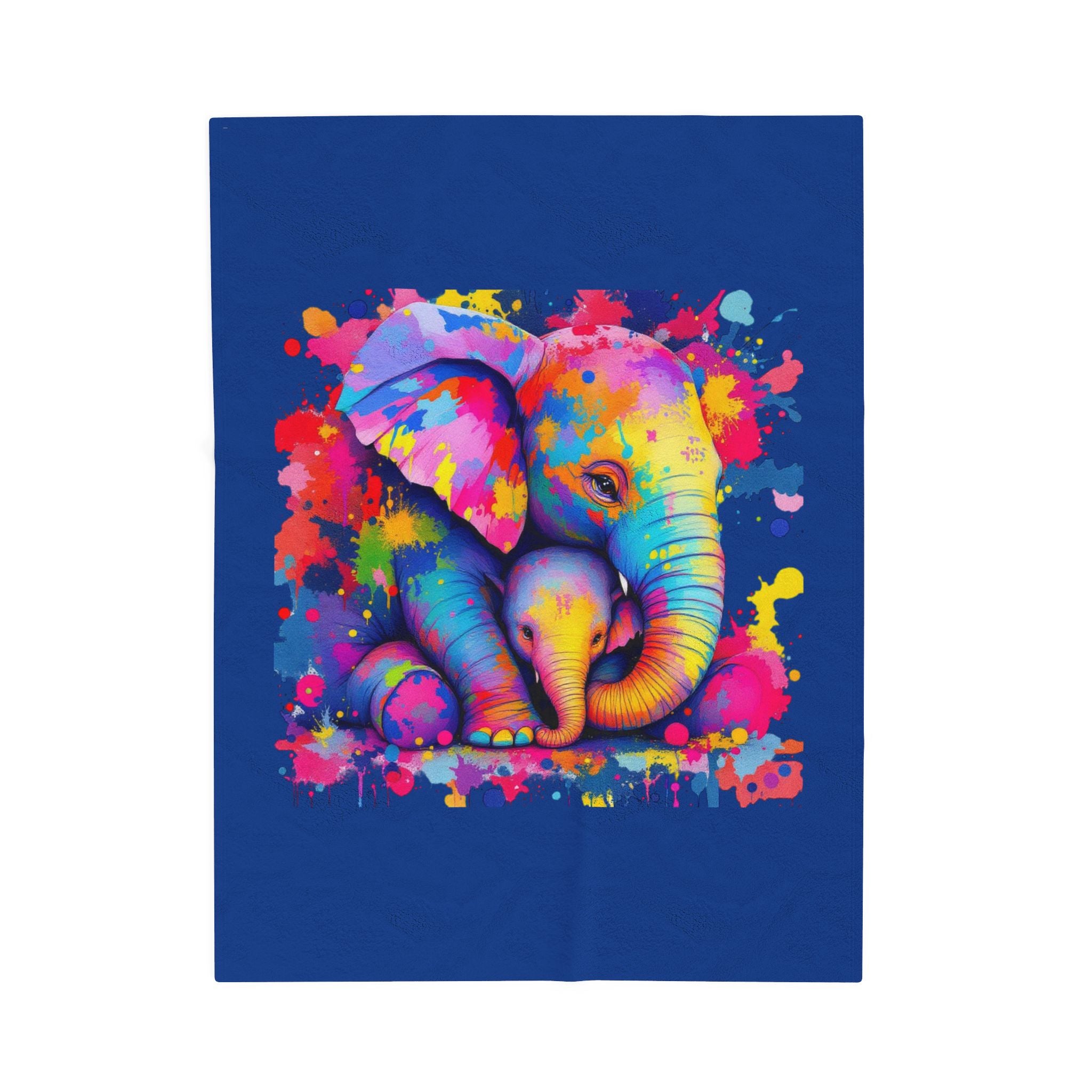 Colorful Elephant Velveteen Plush Blanket – Cozy Comfort for Animal Lovers