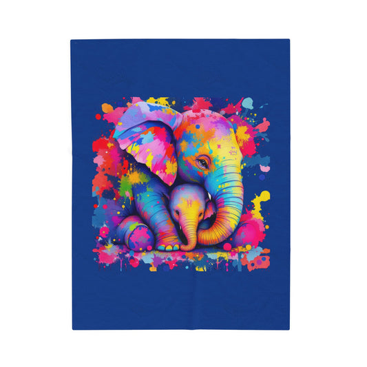 Colorful Elephant Velveteen Plush Blanket – Cozy Comfort for Animal Lovers