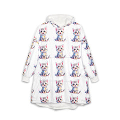 Cozy Cat Print Unisex Hooded Blanket - Perfect for Relaxing & Gifting