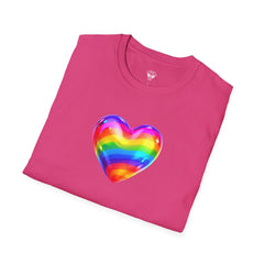 Rainbow Heart Unisex Softstyle T-Shirt, LGBTQ+ Pride Shirt, Colorful Heart Tee, Love Wins Tee, Gift for Him/Her