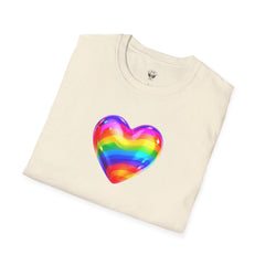 Rainbow Heart Unisex Softstyle T-Shirt, LGBTQ+ Pride Shirt, Colorful Heart Tee, Love Wins Tee, Gift for Him/Her