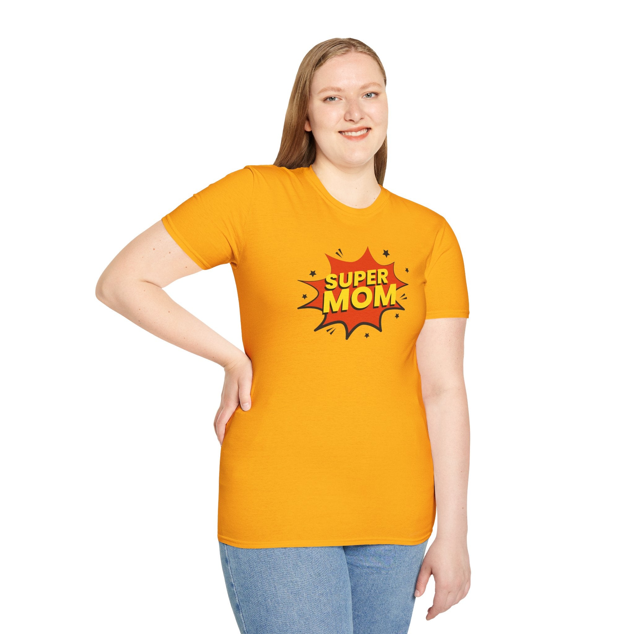 Super Mom Unisex Softstyle T-Shirt | Gift for Mother's Day, Funny Mom Tee, Birthday Present for Mom, Family Apparel, Casual Wear