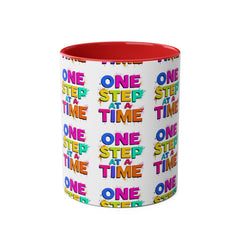 Motivational Two-Tone Coffee Mug - "One Step at a Time" - 11oz