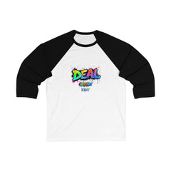 Colorful Graphic Baseball Tee with 'DEAL' Print - Unisex Casual Wear, Sports Shirt, Gift Idea, Trendy Apparel, Summer Outfit