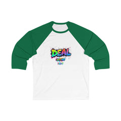 Colorful Graphic Baseball Tee with 'DEAL' Print - Unisex Casual Wear, Sports Shirt, Gift Idea, Trendy Apparel, Summer Outfit