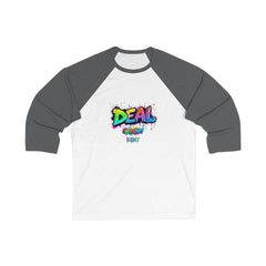 Colorful Graphic Baseball Tee with 'DEAL' Print - Unisex Casual Wear, Sports Shirt, Gift Idea, Trendy Apparel, Summer Outfit
