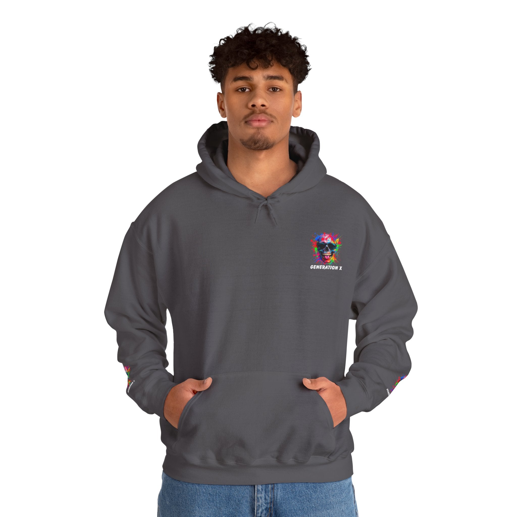 Colorful Retro Skull Hoodie, Unisex Heavy Blend Sweatshirt, Gift for Birthday, Casual Wear, Vintage Style