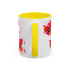Vibrant Floral Accent Coffee Mug - Colorful Poppy Design - 11 & 15oz
