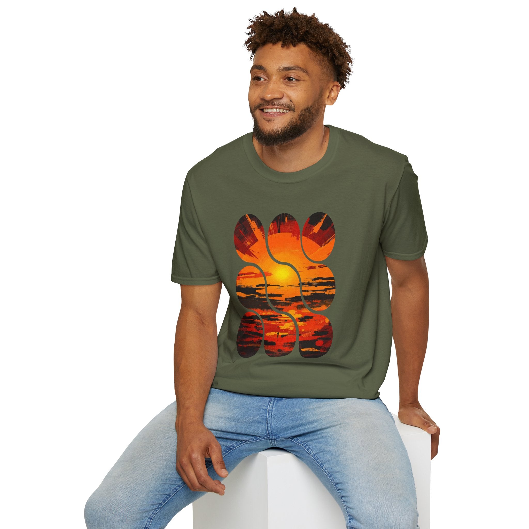Sunset Inspired Unisex T-Shirt, Colorful Graphic Tee, Retro Summer Apparel, Gift for Friends, Casual Weekend Wear