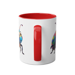 Colorful Beetle Two-Tone Coffee Mug - 11oz Fun and Whimsical Design
