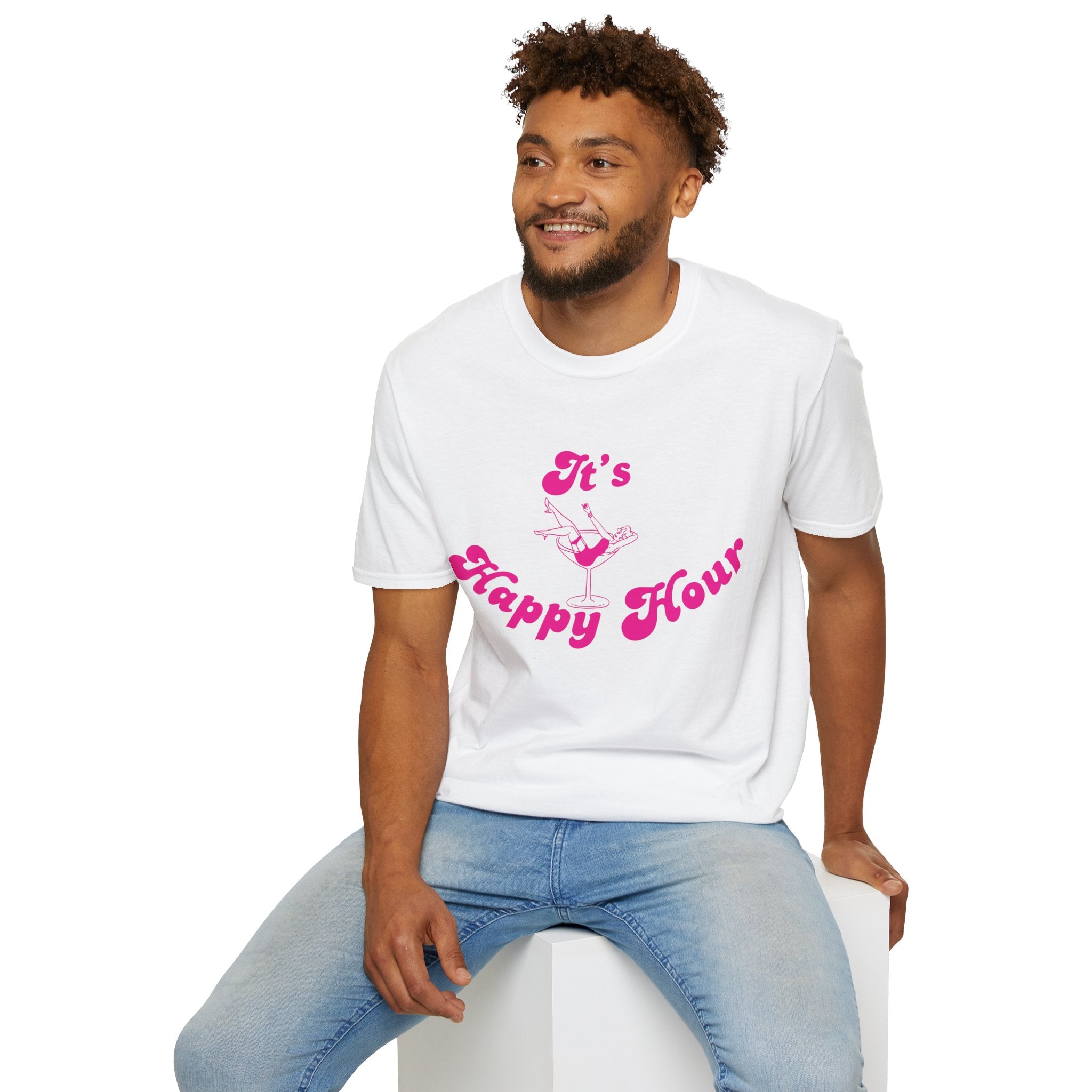 Happy Hour Unisex T-Shirt, Fun Cocktail Shirt, Gift for Party Lovers, Birthday Celebration Tee, Summer Party Outfit