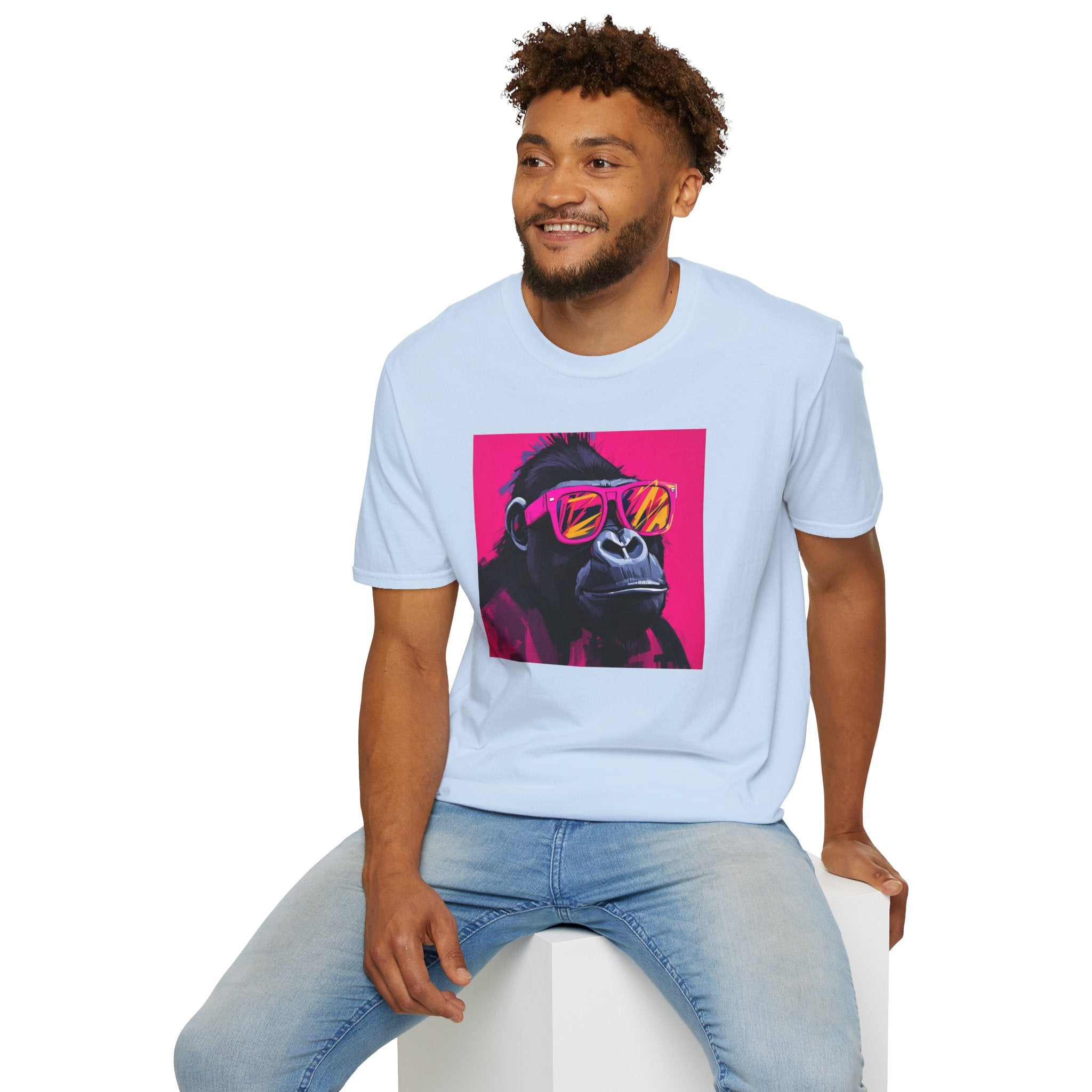 Retro Gorilla Graphic T-Shirt, Fun Animal Tee, Unisex Casual Wear, Birthday Gift, Summer Styles, Festival Fashion