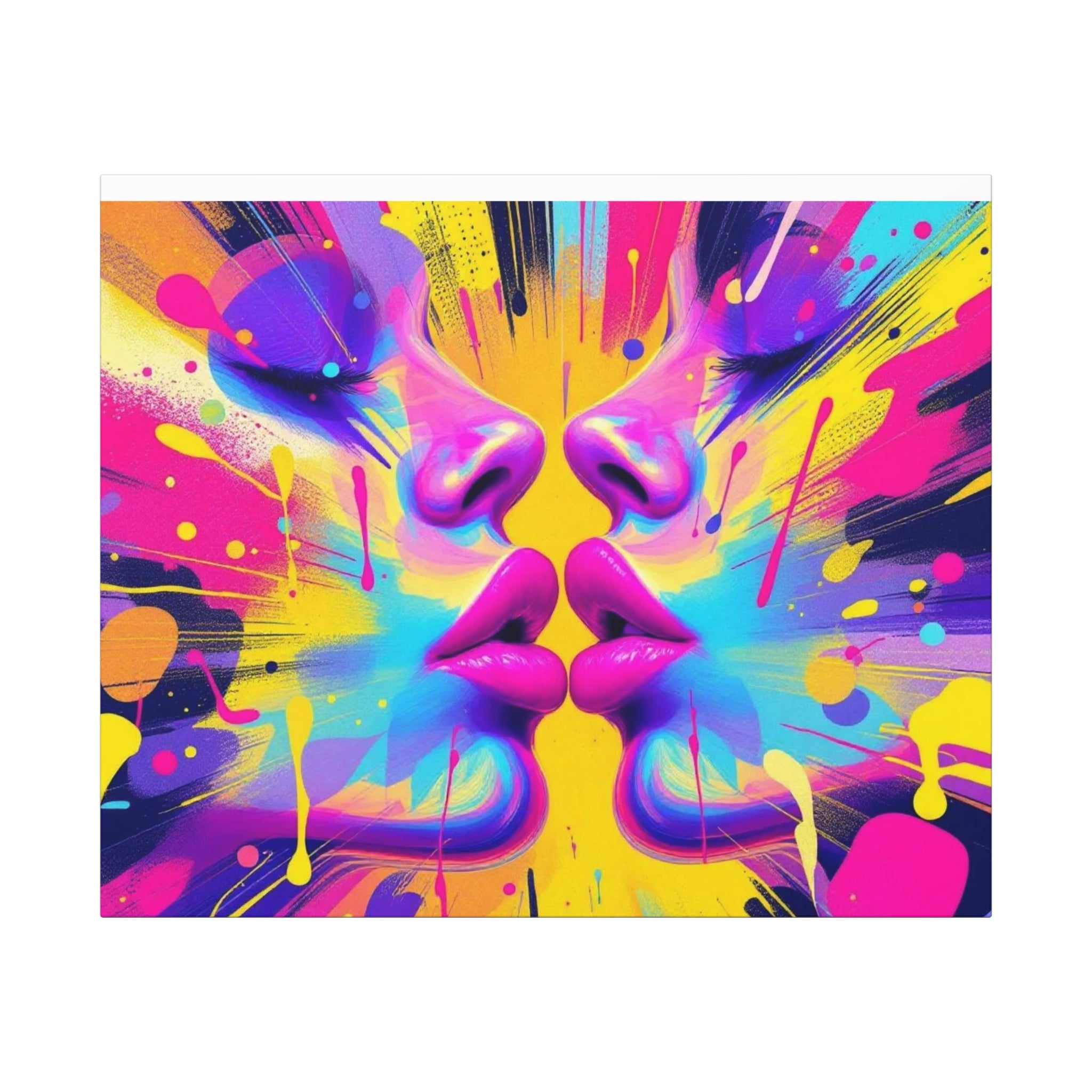 Vibrant Love Canvas Art Wraps, Abstract Wall Decor, Colorful Couples Artwork, Modern Home Decor, Unique Gift for Art Lovers