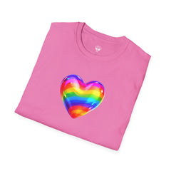 Rainbow Heart Unisex Softstyle T-Shirt, LGBTQ+ Pride Shirt, Colorful Heart Tee, Love Wins Tee, Gift for Him/Her