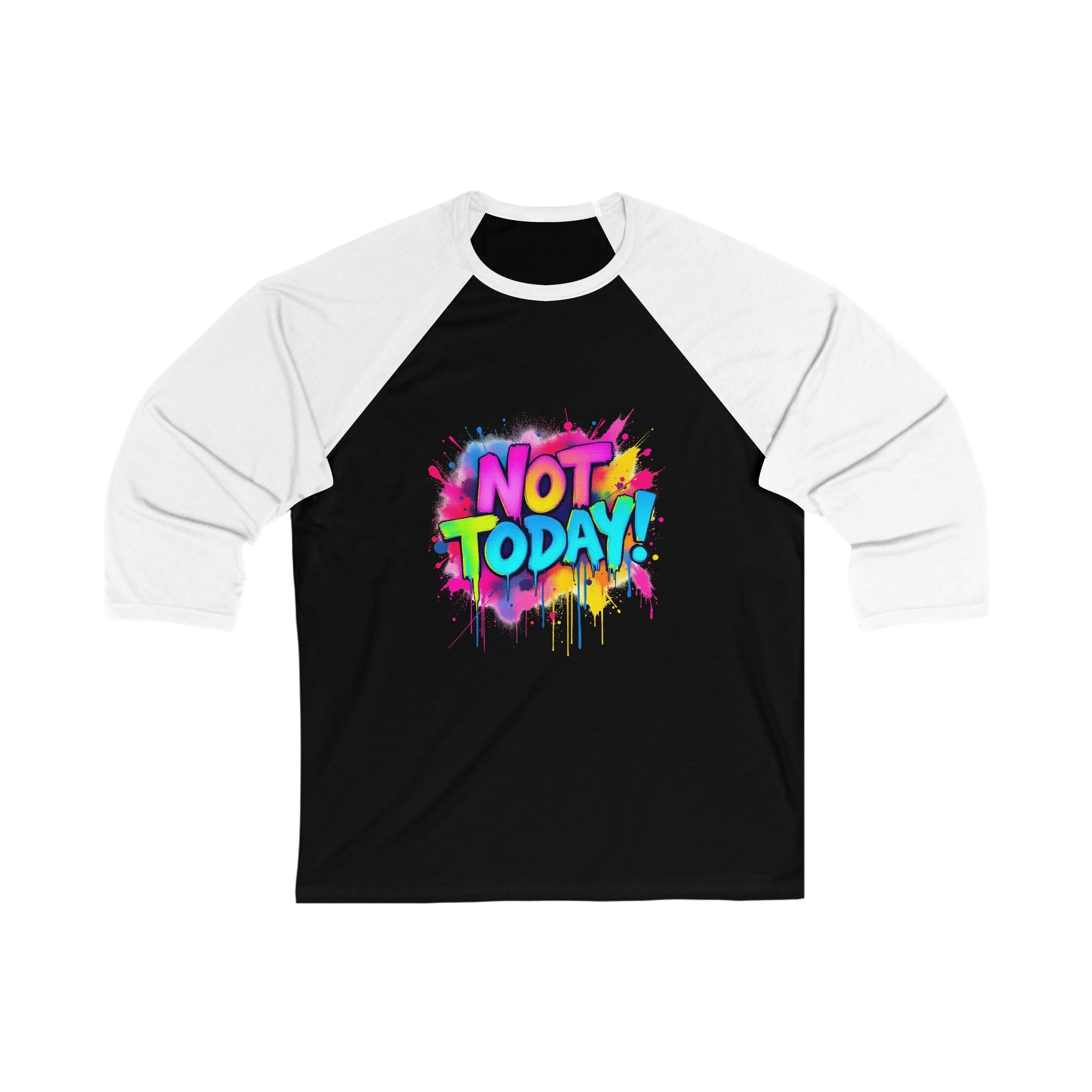 Vibrant 'Not Today' Unisex 3/4 Sleeve Baseball Tee, Fun Sports Tee, Casual Wear, Gift for Friends, Quirky Statement Shirt