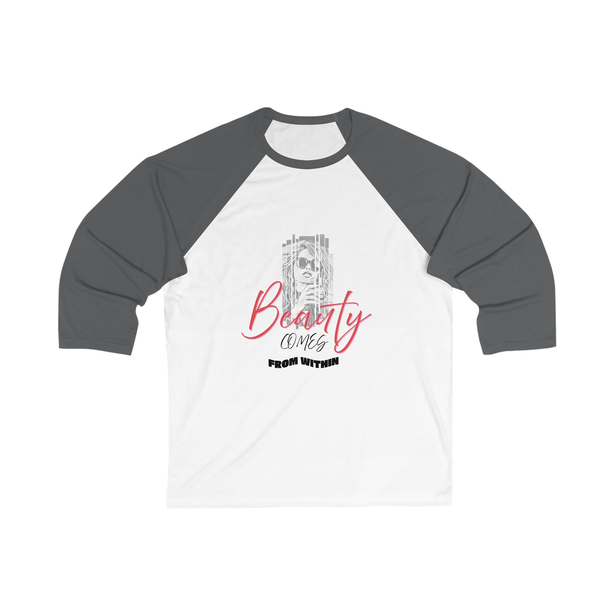 Beauty is Inner Strength Baseball Tee, Unisex 3/4 Sleeve Shirt, Motivational Tee, Gift for Her, Casual Wear, Inspirational Apparel