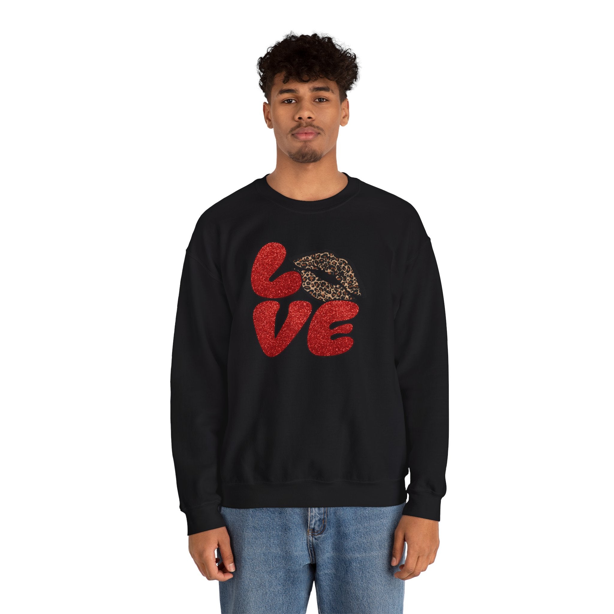 Love Graphic Sweatshirt, Cozy Crewneck for Couples, Valentine's Day Gift, Trendy Casual Wear, Fashionable Lounge Top