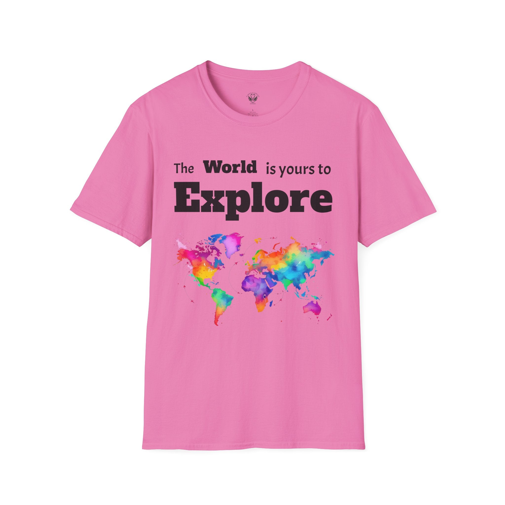 Explore the World Unisex T-Shirt | Adventure Shirt, Travel Tee, Gift for Explorers, Colorful World Map Top, Wanderlust Fashion