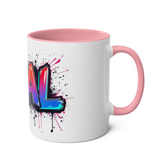 Glamorous Two-Tone Coffee Mug - 'DEAL' Design, 11oz - Perfect for Coffee Lovers and Gift Giving!