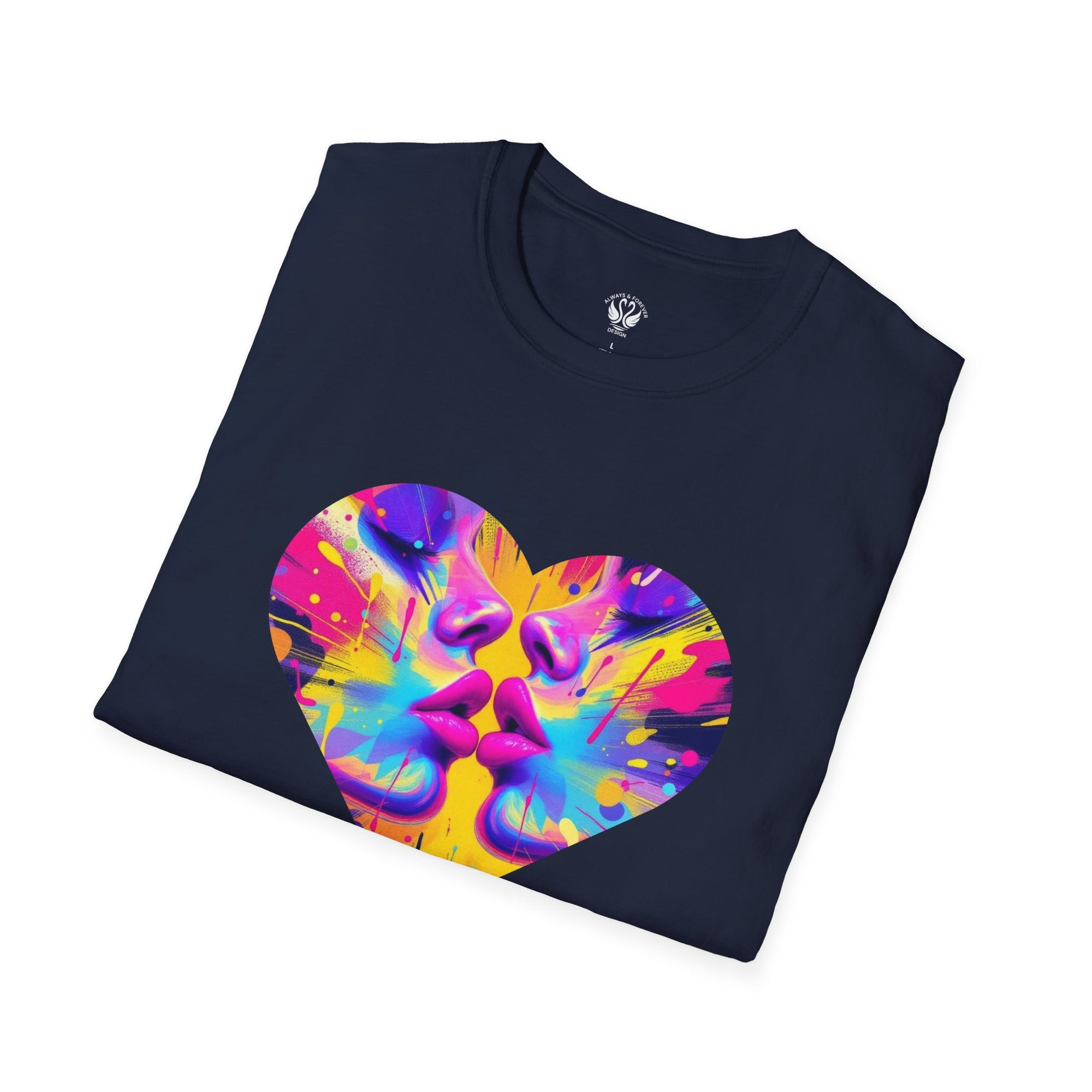 Vibrant Heart Art T-Shirt, Colorful Unisex Tee for Couples, Gift for Valentine's Day, Artistic Love Shirt, Casual Everyday Wear