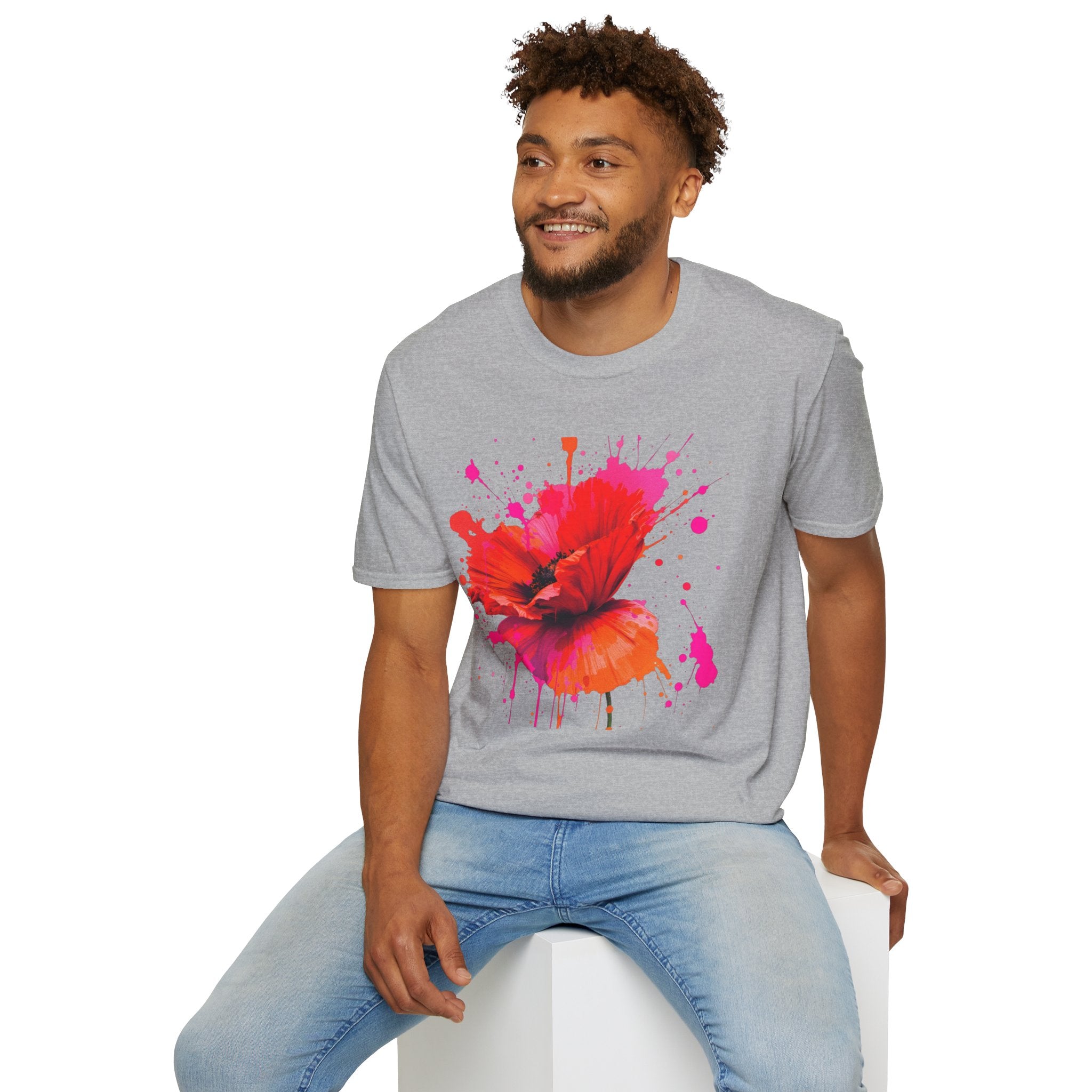 Vibrant Poppy Unisex T-Shirt, Colorful Art Tee, Summer Fashion, Gift for Nature Lovers, Casual Wear, Statement Piece