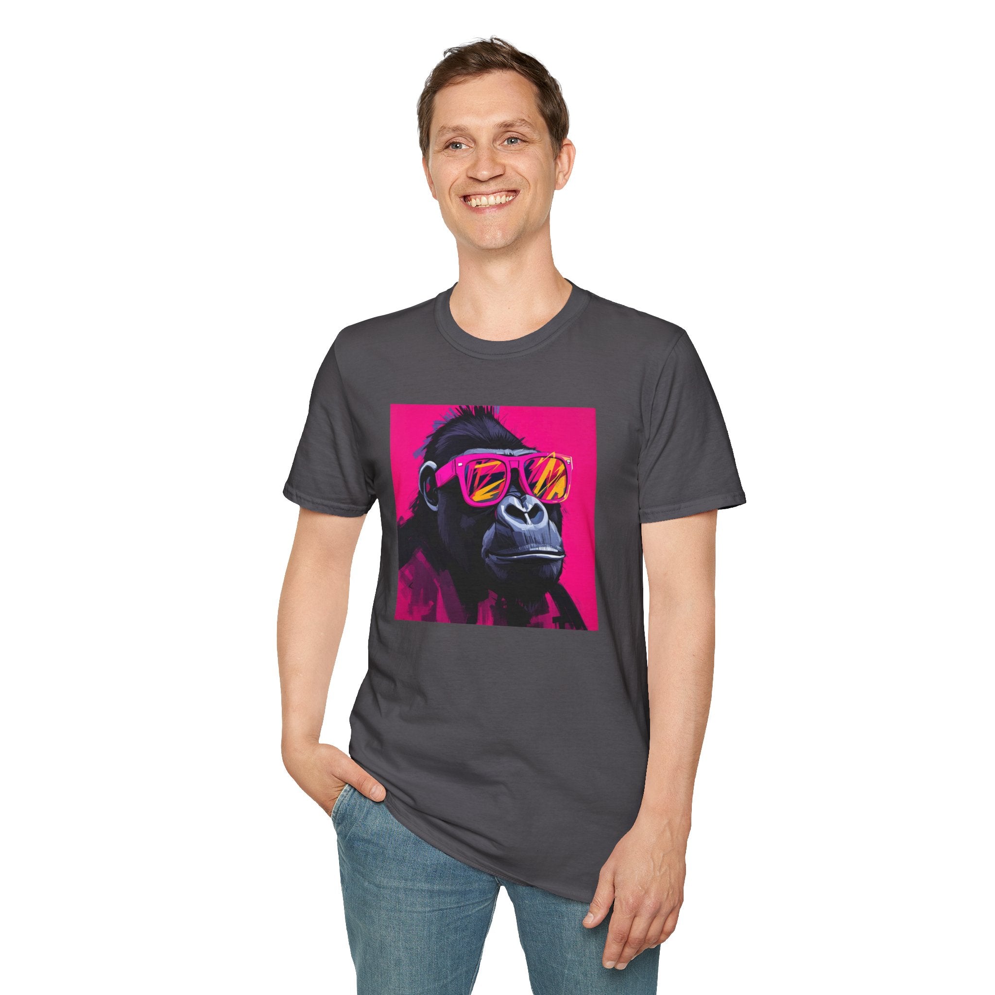 Retro Gorilla Graphic T-Shirt, Fun Animal Tee, Unisex Casual Wear, Birthday Gift, Summer Styles, Festival Fashion