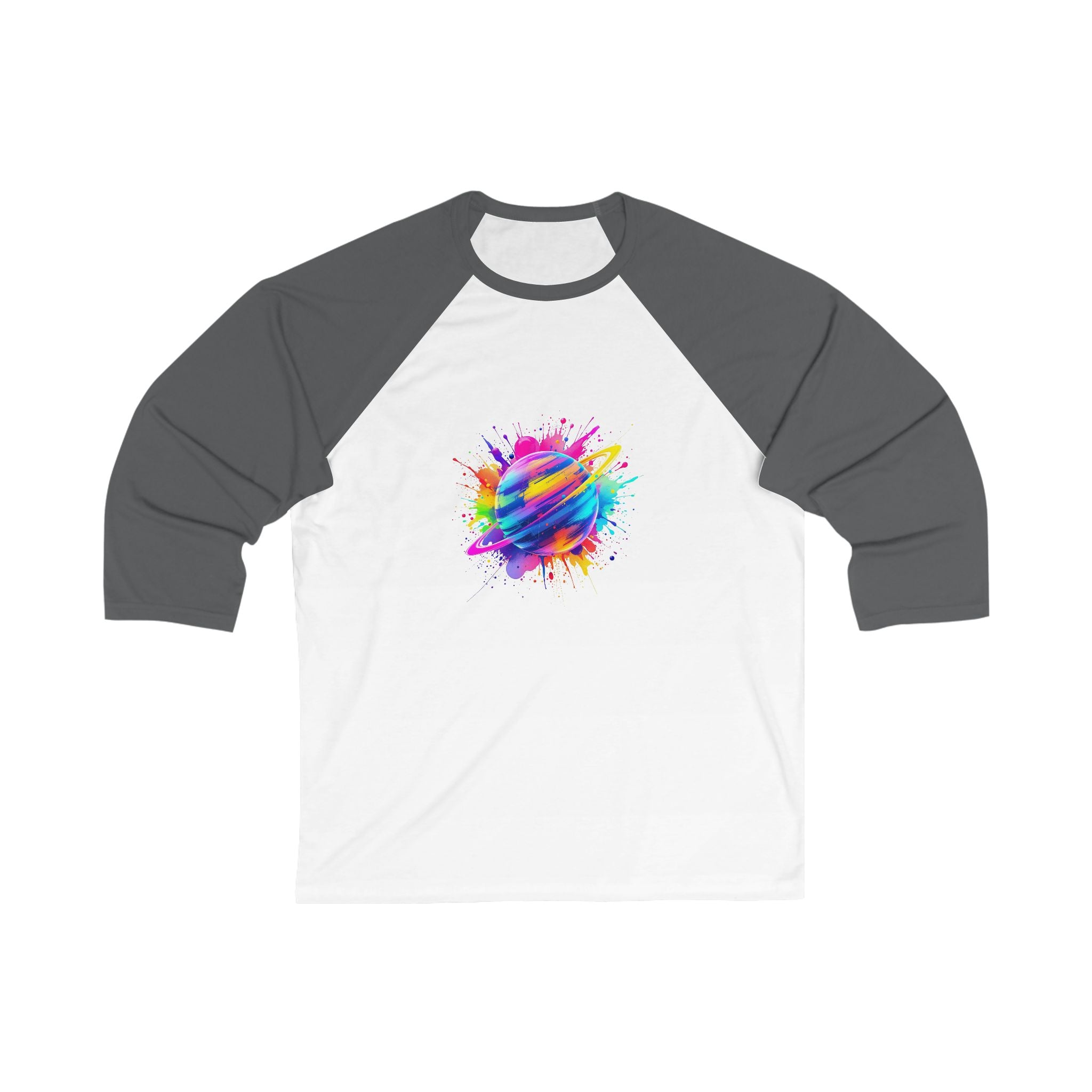 Colorful Atom Unisex 3/4 Sleeve Baseball Tee - Sporty Casual Top, Gift for Artists, Summer Outings, Team Events, Fun Fashion