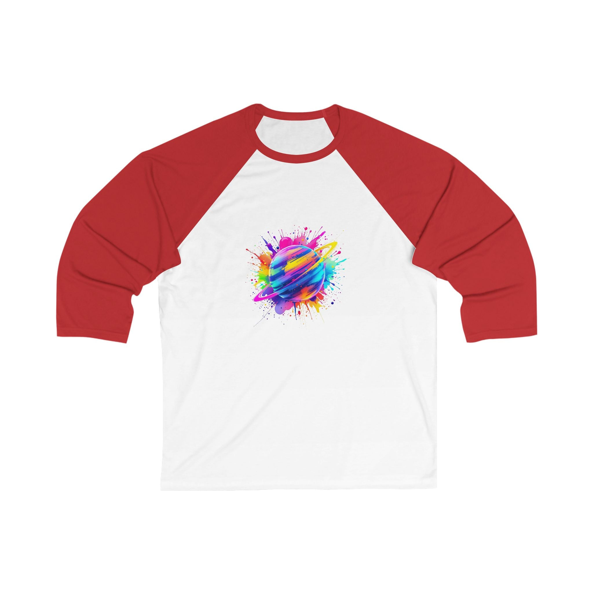 Colorful Atom Unisex 3/4 Sleeve Baseball Tee - Sporty Casual Top, Gift for Artists, Summer Outings, Team Events, Fun Fashion