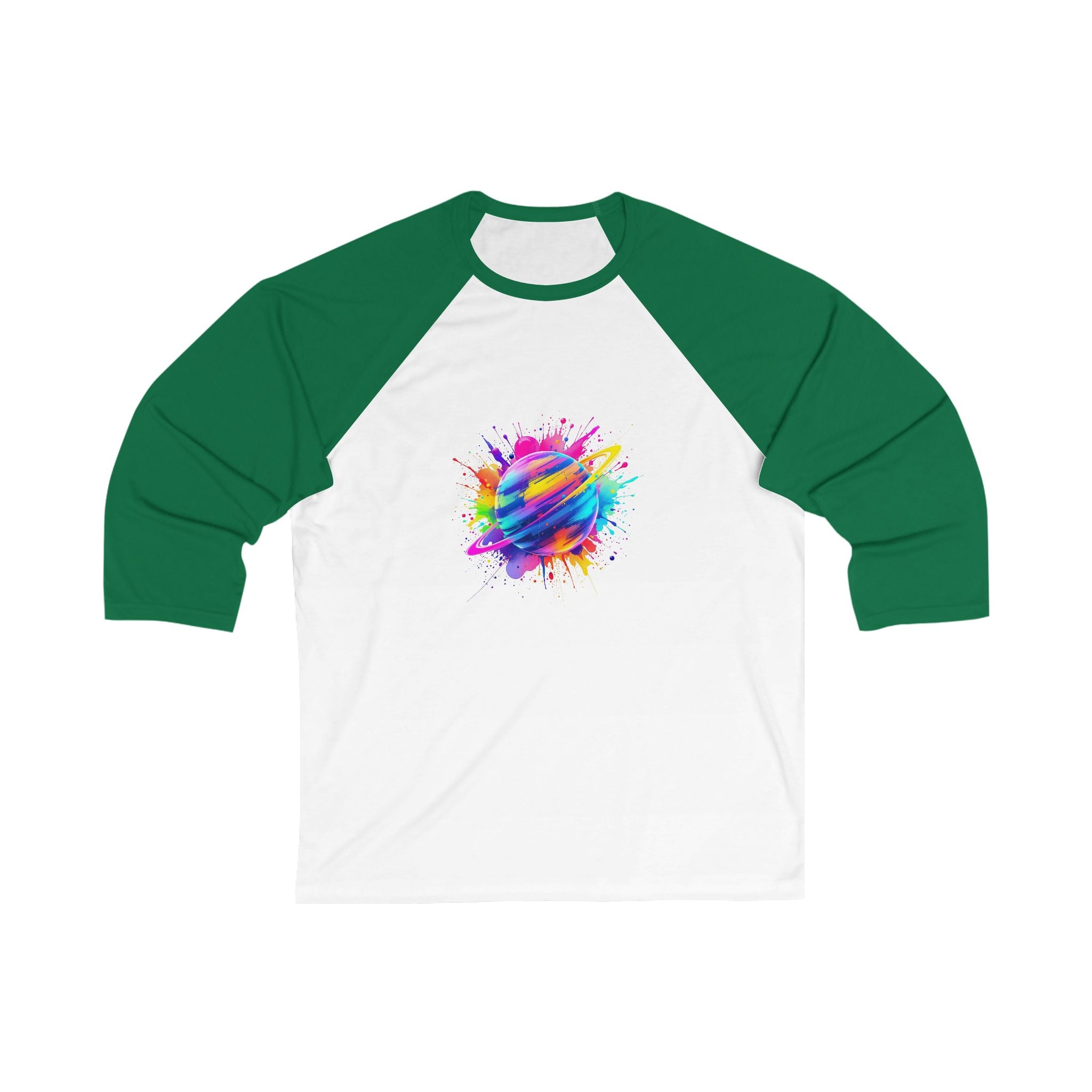 Colorful Atom Unisex 3/4 Sleeve Baseball Tee - Sporty Casual Top, Gift for Artists, Summer Outings, Team Events, Fun Fashion