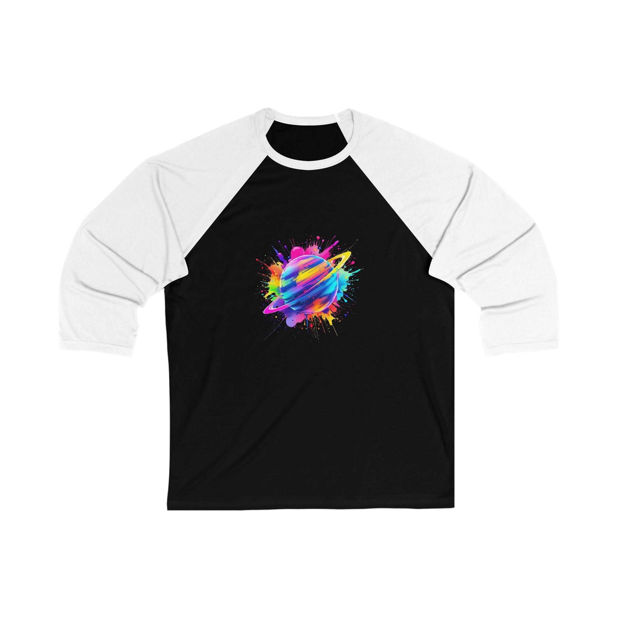 Colorful Atom Unisex 3/4 Sleeve Baseball Tee - Sporty Casual Top, Gift for Artists, Summer Outings, Team Events, Fun Fashion