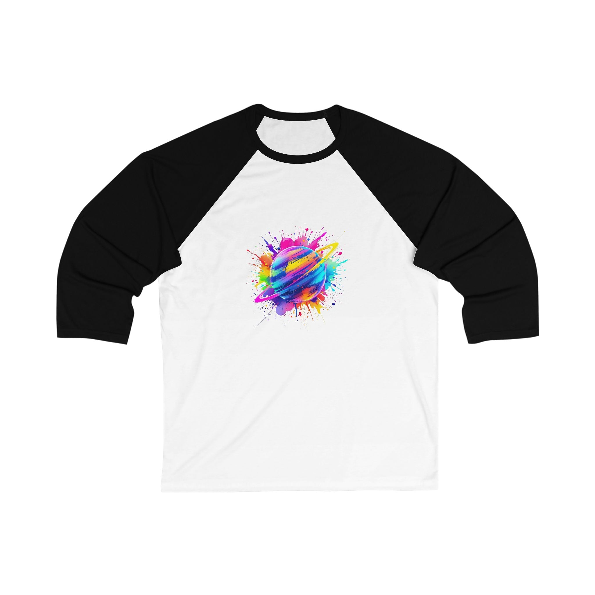 Colorful Atom Unisex 3/4 Sleeve Baseball Tee - Sporty Casual Top, Gift for Artists, Summer Outings, Team Events, Fun Fashion