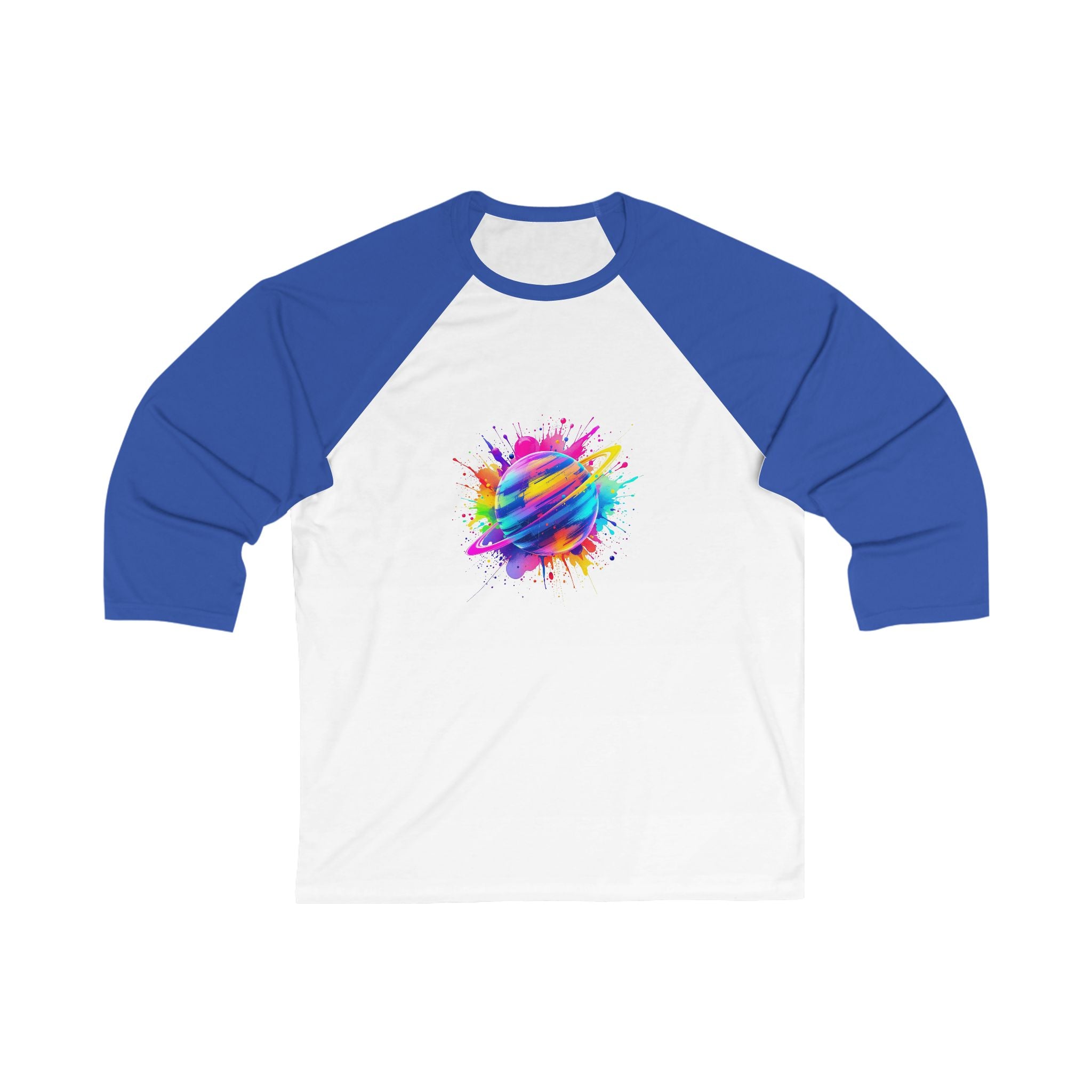 Colorful Atom Unisex 3/4 Sleeve Baseball Tee - Sporty Casual Top, Gift for Artists, Summer Outings, Team Events, Fun Fashion
