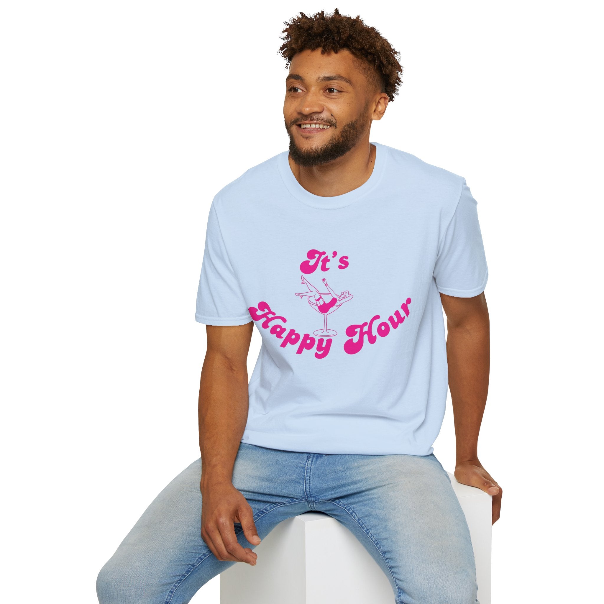 Happy Hour Unisex T-Shirt, Fun Cocktail Shirt, Gift for Party Lovers, Birthday Celebration Tee, Summer Party Outfit