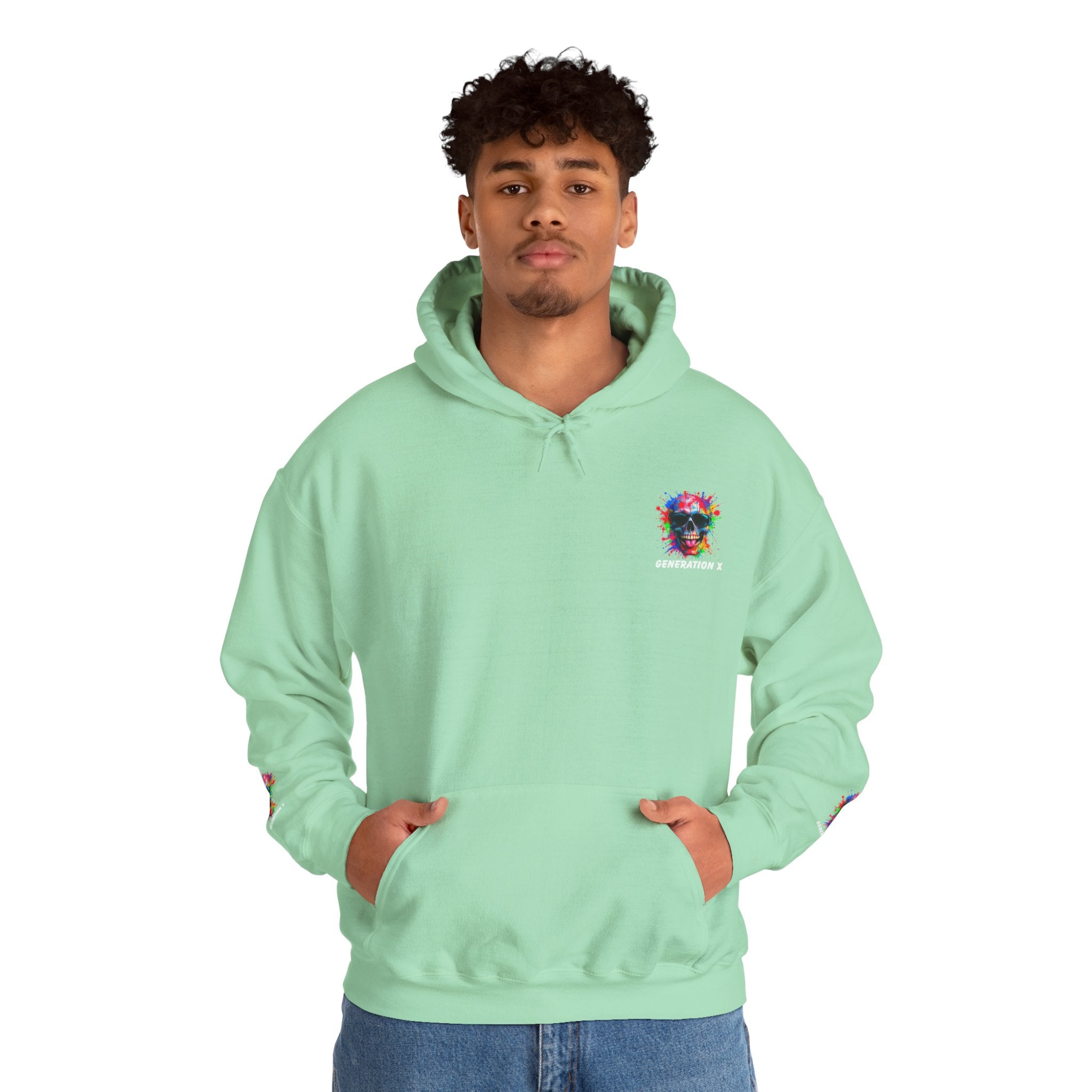 Colorful Retro Skull Hoodie, Unisex Heavy Blend Sweatshirt, Gift for Birthday, Casual Wear, Vintage Style