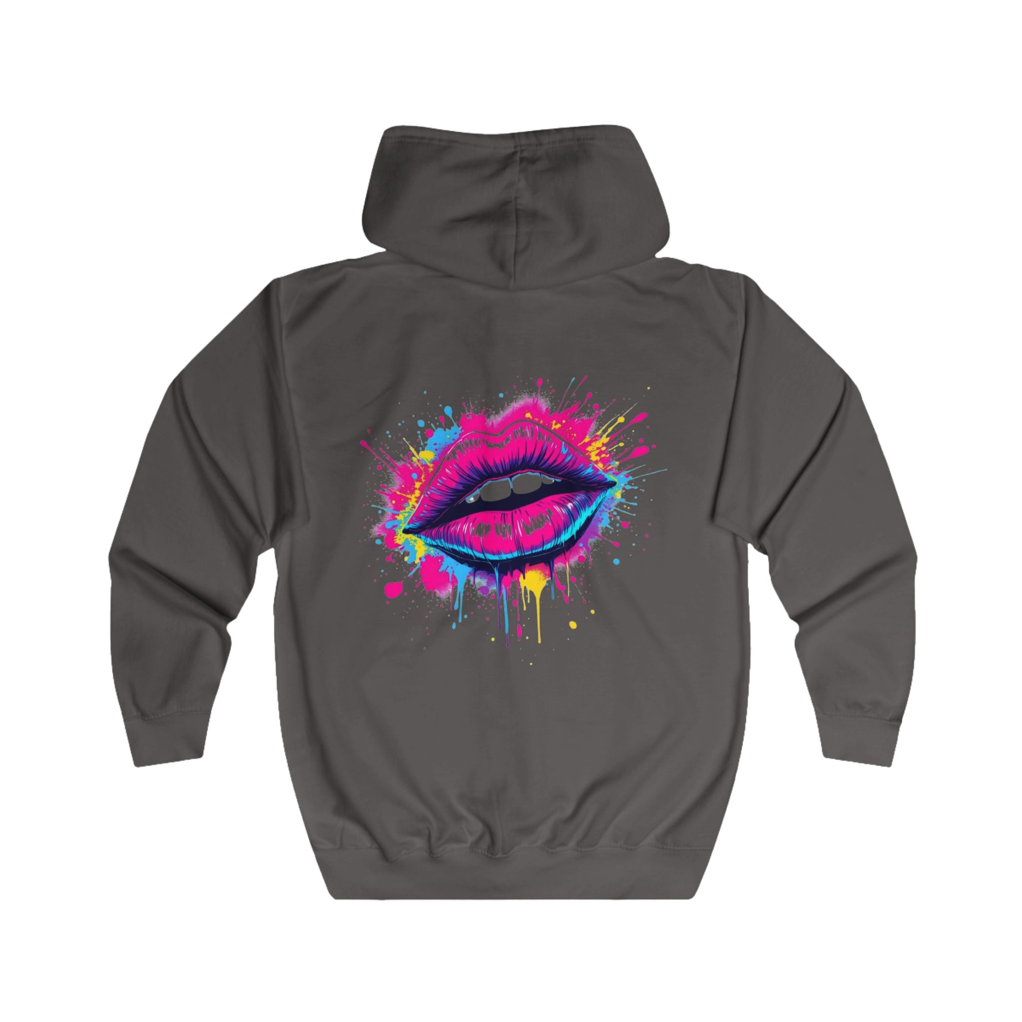 Colorful Lips Unisex Full Zip Hoodie, Graphic Hooded Sweatshirt, Trendy Streetwear, Art-Inspired Apparel, Gift for Her