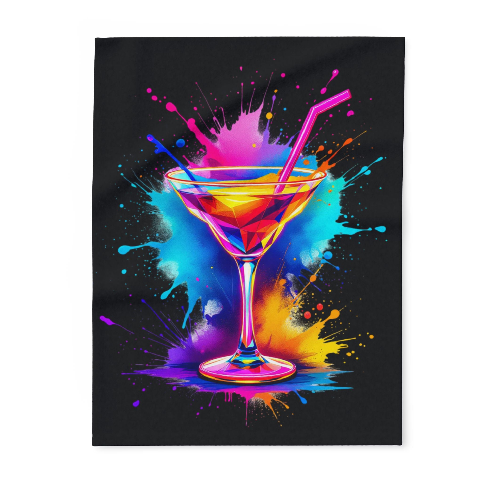 Vibrant Cocktail Fleece Blanket, Cozy Home Decor, Colorful Throw for Parties, Gifts for Bar Lovers, Perfect for Celebrations