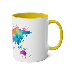 Colorful Map Two-Tone Coffee Mug - 11oz Travel Lovers Gift