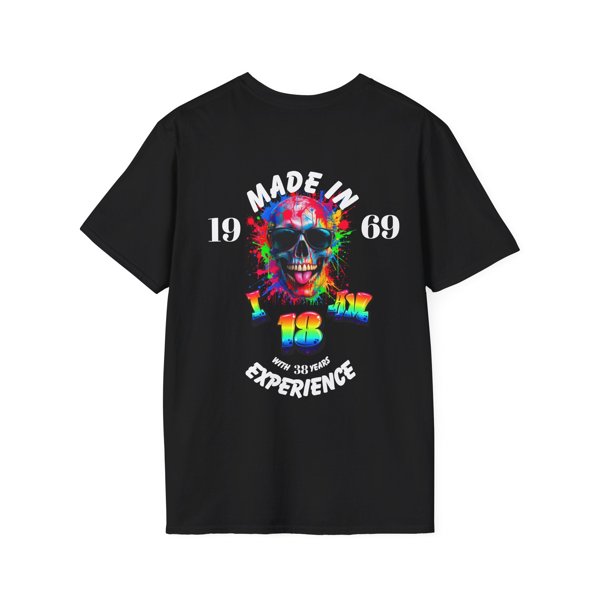 Retro Skull Experience T-Shirt, Vintage Graphic Tee, Made in 1969 Apparel, Fun Gift for Birthdays, Casual Wear, Universal Style