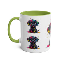 Colorful Puppy Two-Tone Coffee Mug | Cute Dog Lover Gift | Pet-Themed Kitchenware | Birthday Mug | Vibrant Print