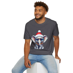 Cute Christmas Elephant T-Shirt, Unisex Holiday Tee, Fun Santa Shirt, Gift for Animal Lovers, Festive Apparel